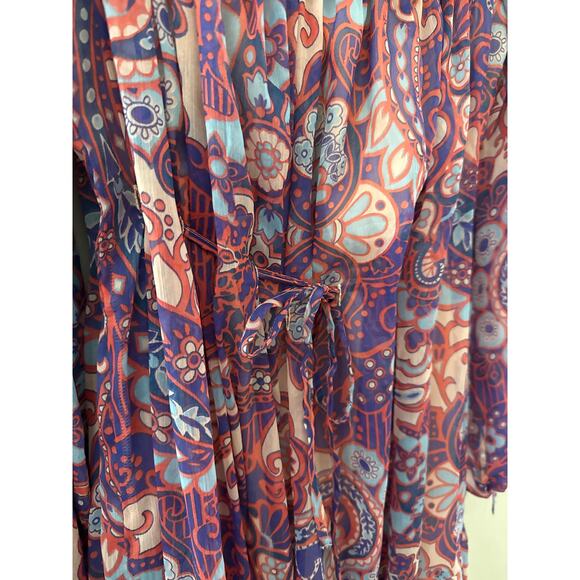 ASOS Design Curve Metallic Off-The-Shoulder Maxi Dress Purple Paisley Size 14 - Picture 10 of 12